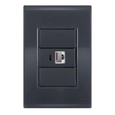Imagem de Conjunto 1 Tomada Rede Rj45 - Tramontina Liz Grafite