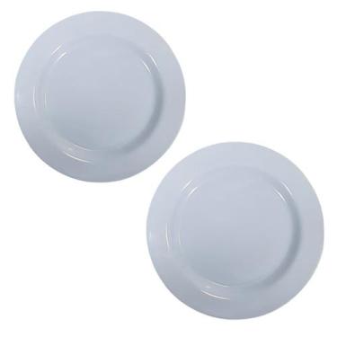 Imagem de Casal Pratos Melamina Branco Fundo Sopinha Bastante Comida - Hauskraft