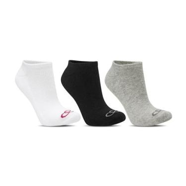 Imagem de Kit Meia Olympikus Cano Curto C/ 3 Pares Feminino - Branco+Cinza+Preto