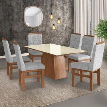 Imagem de Conjunto Mesa 160x82cm e 6 Cadeiras Madeira Maciça - Móveis Zamarchi
