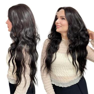 Imagem de Peruca Lace C/ Micro Pele Ondulada 60cm Preta + touca - bbless, Castan