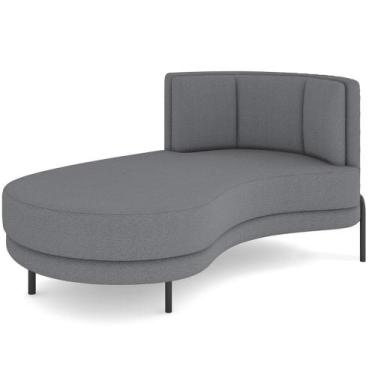 Imagem de Chaise Longue Divã 164cm Braço Direito Logus D06 Bouclê Cinza - Mpozen