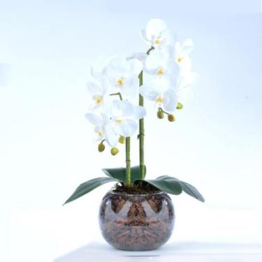 Imagem de Arranjo 2 Orquídeas Artificiais Brancas em Vaso Incolor Julia - Vila d