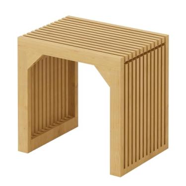 Imagem de ROOMTEC Banco de jantar de madeira maciça, banco de sapatos de entrada interna, bancos de armazenamento de madeira para quarto, banheiro, cozinha e sala de estar, bancos de jardim à prova d'água para