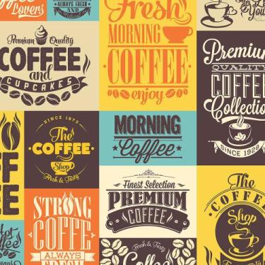 Imagem de Adesivo Azulejos Retro Vintage Bom Café Para Cozinha - Papel e Parede