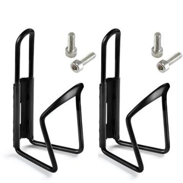 Imagem de 2 Suportes Garrafa Squeeze Bicicleta Fixação Universal Alumínio Preto 