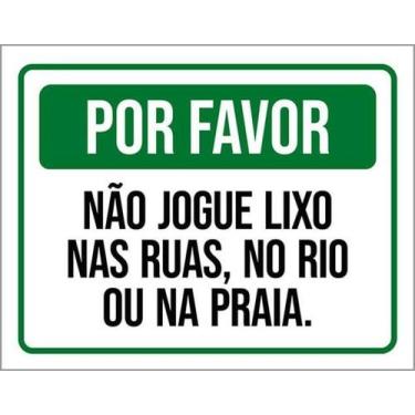 Imagem de Kit 3 Placas Por Favor Não Jogue Lixo Ruas Rio Praia - Sinalizo