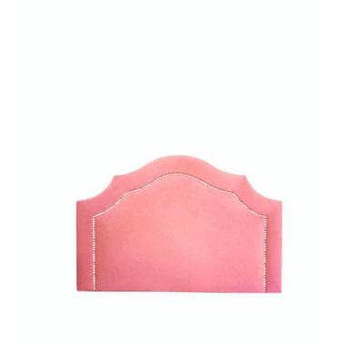 Imagem de Cabeceira Provençal Deluxe Em Veludo Rosê Com Tachas Prata - Captonê D
