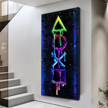Imagem de Quadro decorativo Grafite colorido arte playstation gamer jogo para sa