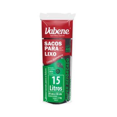 Imagem de Bobina Picotada Saco Plástico para Lixo Preto- 15 L - 40 UN - Vabene