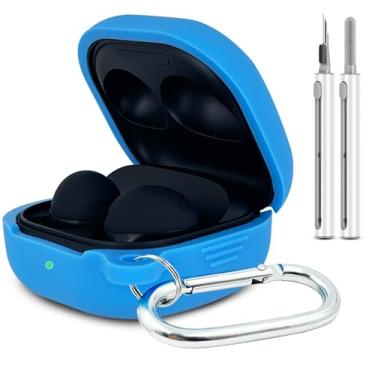 Imagem de Capa de silicone para Samsung Galaxy Buds FE, 2 Pro, 2, Pro, Live com kit de limpeza (azul celeste)