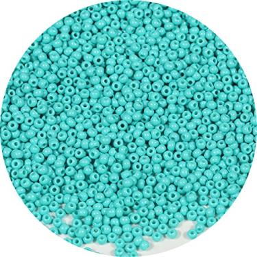 Imagem de Bala&Fillic Contas de sementes redondas de 2 mm 9500 peças/100 gramas em saco 12/0 verde turquesa pequenas contas de sementes artesanais para fazer joias, brincos, pulseiras, colar (verde turquesa)