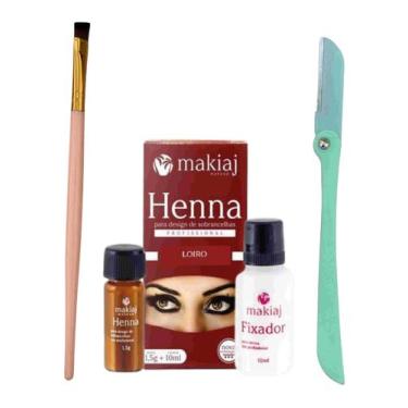 Imagem de Kit designer sobrancelha profissional henna makiaj com navalha pelos +