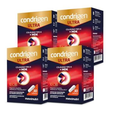 Imagem de Kit 4 Condrigen Ultra Colágeno Tipo 2 com MDK Magnésio Quelato Vitaminas D e K2-7 Maxigold 30 Cápsulas