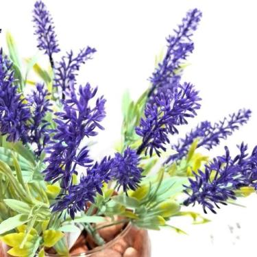 Imagem de Buquê Lavanda Silicone Arranjo Lavanda com 5 ramos Luxo Artificial - Q