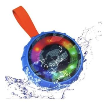 Imagem de Mini Caixa De Som 5W Bluetooth Portátil Com Led Emborrachada À Prova D´Água (Azul)