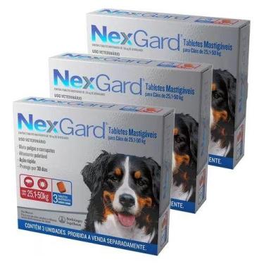Imagem de Nexgard Para Cães De 25 Á 50 Kg 9 Cp Antipulgas Kit 3 Un