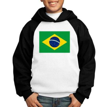 Imagem de Moletom Infantil Bandeira Brasil - Foca na Moda, Branco, Preto, 4