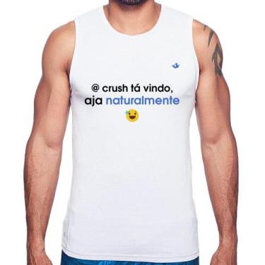 Imagem de Regata @ crush tá vindo, aja naturalmente - Foca na Moda, Branco, M