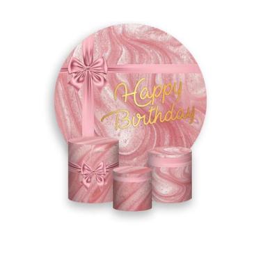 Imagem de Painel De Festa Redondo 1,50x1,50 + Trio De Capas Cilindro - Happy Bir