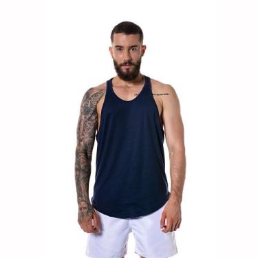 Imagem de Camiseta Regata Cavada Masculina Azul Marinho Treino Academia - Chiell