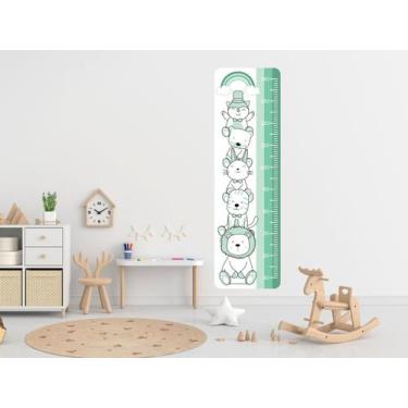 Imagem de Adesivo De Parede Animais Arco Íris Cute Régua Crescimento - adesivos 