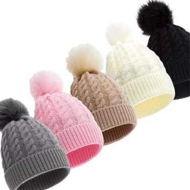 Imagem de Touca De Lã Gorro Adulto Inverno Frio Com Pompom Forrada - Dute, Preto
