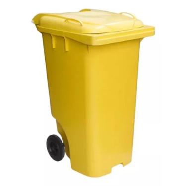 Imagem de Conteiner Lixeira Plastico 120 Litros Com Rodas De 200mm - JSN, Amarel