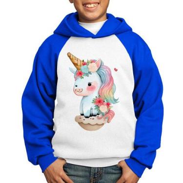 Imagem de Moletom Infantil Unicórnio Bebê - Foca na Moda, Branco, Azul, 6