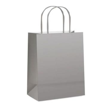 Imagem de Sacola de Papel P 21,5x15x8cm - Prata Fosco  - 10 unidades - Cromus - 