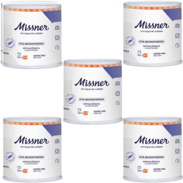 Imagem de Fita Microporosa Branca 5cm x 10m Missner - Kit com 5 Unidades