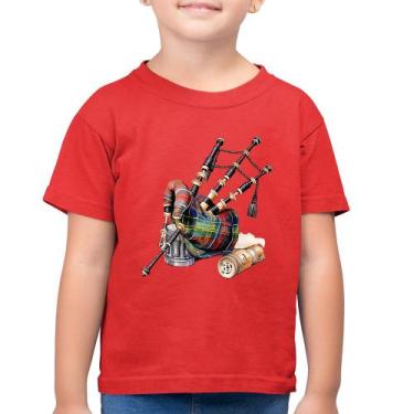 Imagem de Camiseta Algodão Infantil Gaita de Foles - Foca na Moda, Vermelho, 10