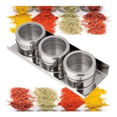 Imagem de Porta Temperos E Condimentos Magnético Inox 3 Potes - oem