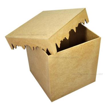 Imagem de Kit 10 Caixa Porta Panetone Quadrado com Tampa 15x16x16 Mdf Madeira - 