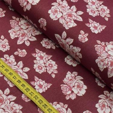 Imagem de Tecido Estampado para Patchwork - Provençal : Floral Bordô (0,50x1,40)