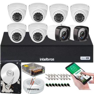 Imagem de Kit 8 Câmeras Segurança Full Hd 1080p Dvr Intelbras 8ch c/hd