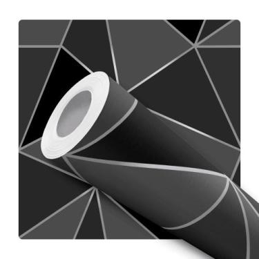 Imagem de Papel de Parede Adesivo Geométrico Triangular Preto Cinza Prata Modern