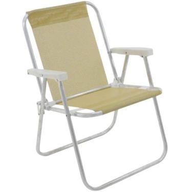 Imagem de Cadeira de Praia Alta em Alumínio e Sannet Bege BEL
