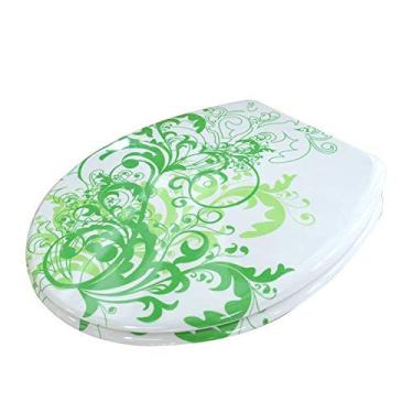 Imagem de Assento de vaso sanitário azul e branco, padrão de porcelana, capa de vaso sanitário de liberação rápida, tampa de vaso sanitário uf para banheiro (universal) verde