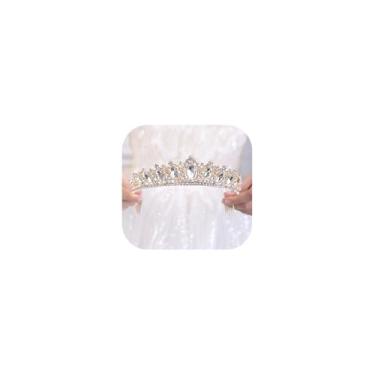 Imagem de Wekicici Tiara de cristal com pente coroa dourada princesa rainha para noivas, acessórios de cabelo para mulheres, Halloween, aniversário, festa de concurso