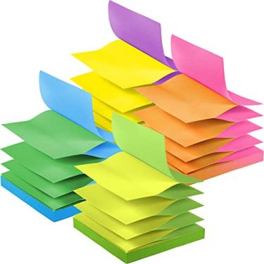Imagem de 16 blocos de notas pop-up 8 x 7 centímetros 8 cores pastéis, 2 cores por bloco, notas autocolantes 100 folhas, notas adesivas de remoção limpa para casa, escritório, escola, estudo (cores brilhantes)