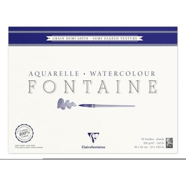 Imagem de Bloco Papel para Aquarela Clairefontaine Fontaine Semi Satinado 300g/m² 30X40cm