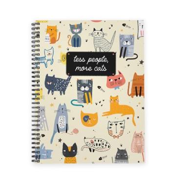 Imagem de Caderno espiral Less People More Cats / Diário de 21,6 cm x 28 cm / 120 páginas pautadas universitárias/capa laminada durável com laço duplo/encadernação em espiral de arame preto/feito nos EUA