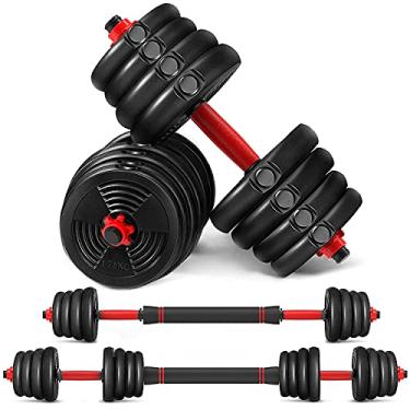 Imagem de Conjunto de halteres com conector ajustável de 29,9 kg, conjunto de halteres de ginástica 2 em 1, halteres de fitness esportivos masculinos e femininos