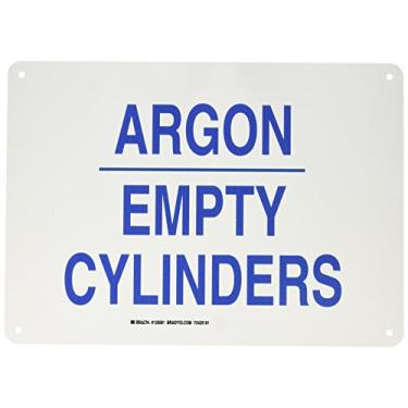 Imagem de Brady 125581 Placa de química e perigo, legenda "cilindros vazios de argônio", 25,4 cm de altura, 35,5 cm de largura, azul sobre branco