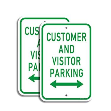 Imagem de Placa de estacionamento para clientes e visitantes (pacote com 2) 45,7 x 30,5 cm, sem ferrugem, placa de aviso de alumínio 0,40, revestimento UV, resistente ao clima para estacionamentos/calçadas privadas/empresas