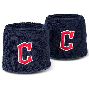 Imagem de Franklin Sports Pulseiras de beisebol Cleveland Guardians MLB – Pulseiras de moletom com logotipo do time MLB – Ótimo para fantasias e uniformes – Par de pulseiras