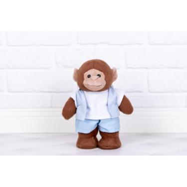 Imagem de PELUCIA SAFARI MACACO AMORE 20 CM, COLETE - PARA DECORAÇÃO (Colete xadrez de azul)