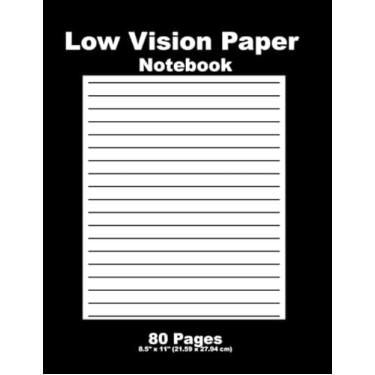 Imagem de Low Vision Paper Notebook: Black Cover - Visual Aid Notebook Paper Pad For Low Vision - Great For School & Work