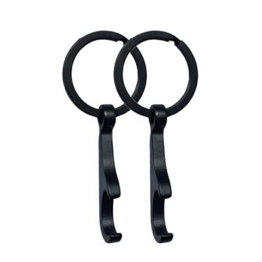 Imagem de SHEICAP Abridor de garrafa de titânio, pequeno chaveiro abridor de garrafa de cerveja abridor de lata com chaveiro de aço inoxidável 2 pacotes (preto)